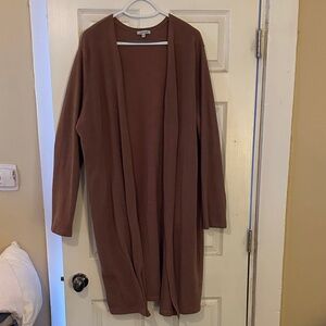 White Birch Chocolate Open Front Cardigan